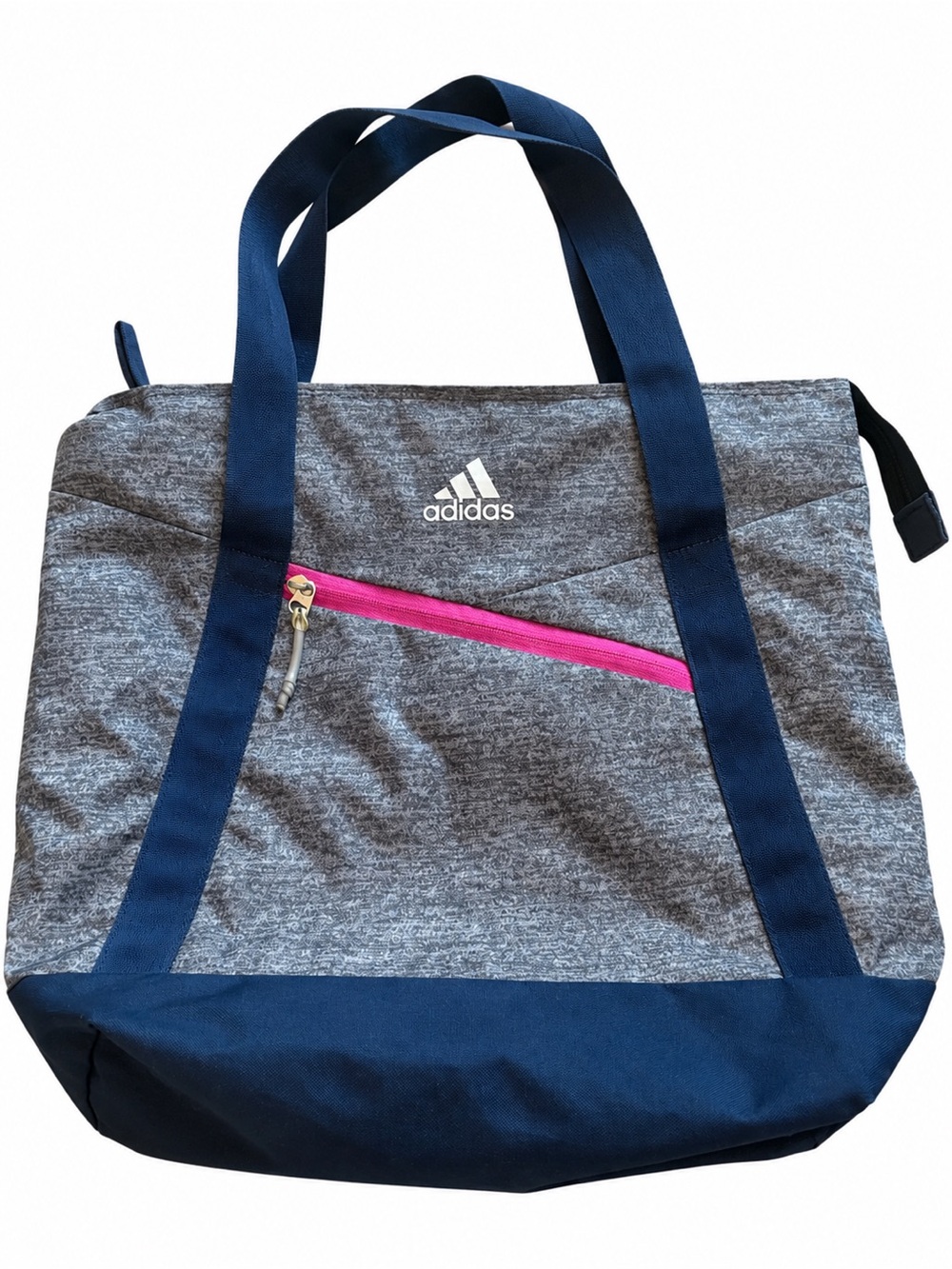 adidas Gray Tote with Navy Straps and Pink Zip
